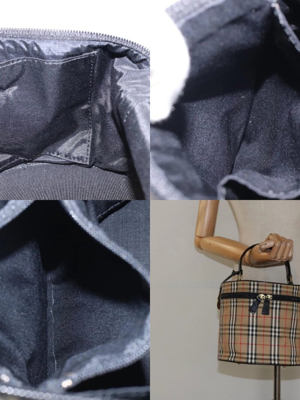 Burberrys Nova Check Hand Bag Canvas Beige Gold Auth 120481 - Picture 15 of 16